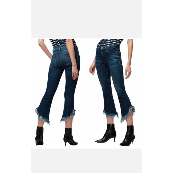 Frame Denim Le Crop Mini Boot Jean Shredded Raw Bayberry Wash Women Size 29 $250 - Picture 3 of 11